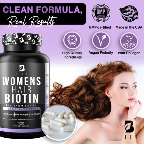 Miniatura 6 de Vitaminas para el cabello para la pérdida de cabello para mujeres – Biotina 10000 mcg – Tratamientos para el crecimiento del cabello para mujeres