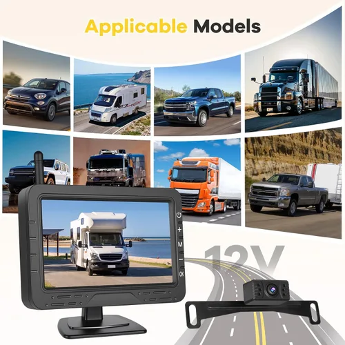 Miniatura 4 de Kit de cámara de respaldo inalámbrica y monitor Hikity, cámara de visión trasera de 4.3 pulgadas, impermeable IP68, visión nocturna, pantalla