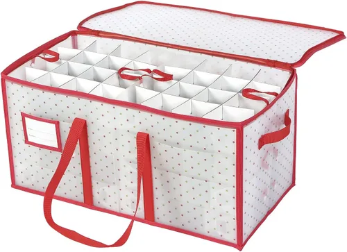 Miniatura 5 de Sattiyrch Caja de almacenamiento de plástico para adornos de Navidad con bandejas, divisores personalizables, soporte organizador de adornos