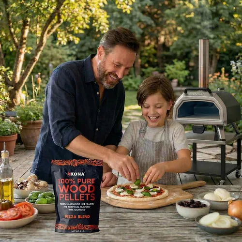 Miniatura 7 de Kona Pizza Blend - Gránulos de madera para ahumar, 100% madera dura natural, rico sabor ahumado, ideal para hornos de pizza, ahumadores y tubos