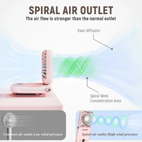 Miniatura 5 de Mini ventilador de mano portátil recargable con clip de mano personal con pantalla LED, funciona con batería de bolsillo, ventilador pequeño Azul