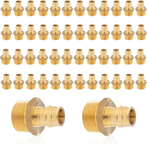 Miniatura 14 de Paquete de 5 accesorios de expansión Seelink PEX-A, adaptador NPT roscado macho de 1/2 x 3/4 pulgadas, accesorio de tubería de expansión de latón