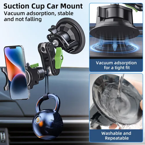 Miniatura 2 de HEMMOTOP Soporte de teléfono con ventosa para automóvil, soporte de teléfono celular de metal resistente de 12 pulgadas para parabrisas, brazo