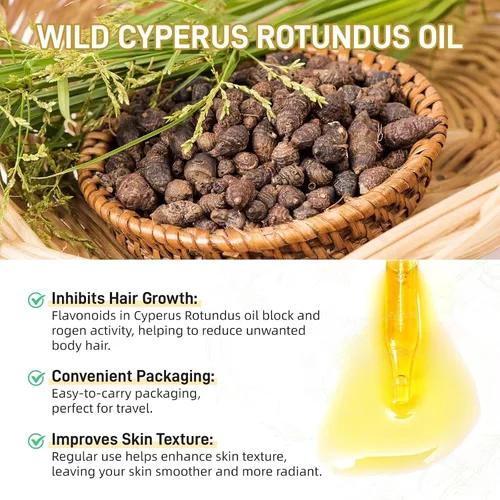 Miniatura 3 de Cyperus Rotundus - Aceite para depilación – Suero natural de crecimiento lento con extracto prensado en frío, tratamiento posterior a la depilación