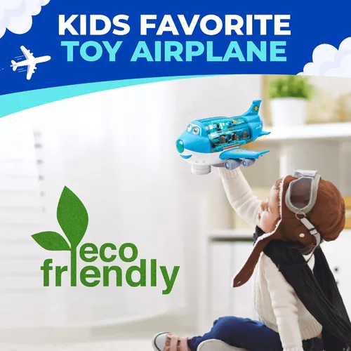Miniatura 2 de Toysery Juguetes de Avión para Niños, Acción de Choca y Avanza, Avión de Juguete para Pequeñitos con Luces LED Intermitentes y Sonidos para Niños