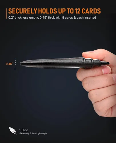 Miniatura 5 de Buffway - Billetera delgada minimalista de cuero con protección RFID para hombre y mujer