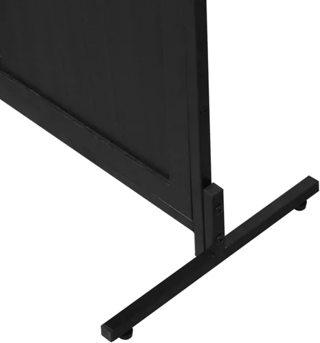 Miniatura 9 de Divisor de habitación de 3 paneles de 6 pies de alto, pantalla de privacidad plegable de madera negra, partición de habitación independiente