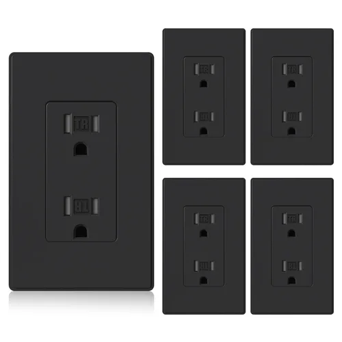 Miniatura 30 de ELEGRP Toma de corriente decorativa de pared, resistente a manipulaciones, 15 amperios, enchufe eléctrico de pared estándar, grado residencial