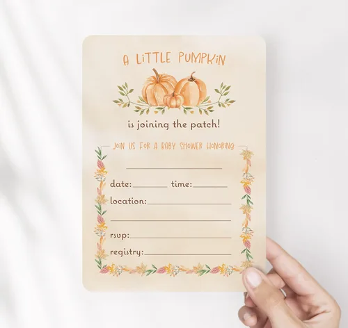 Miniatura 3 de M Market On Mainstreet Invitaciones de parche de calabaza y tarjetas de agradecimiento, incluyendo sobres, 25 unidades, fabricadas en los Estados