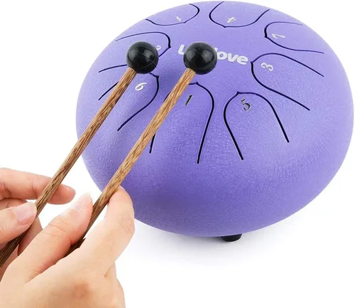 Miniatura 2 de Ubblove Tambor de lengua de acero para niños: 8 notas 6 pulgadas clave de C Metal acero tambores instrumento con bolsa para meditación, yoga, Púrpura