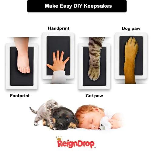 Miniatura 5 de Kit de almohadillas de tinta sin tinta de toque limpio grande para huellas de bebé, huellas de manos y huellas de mascotas - Sin desorden de tinta