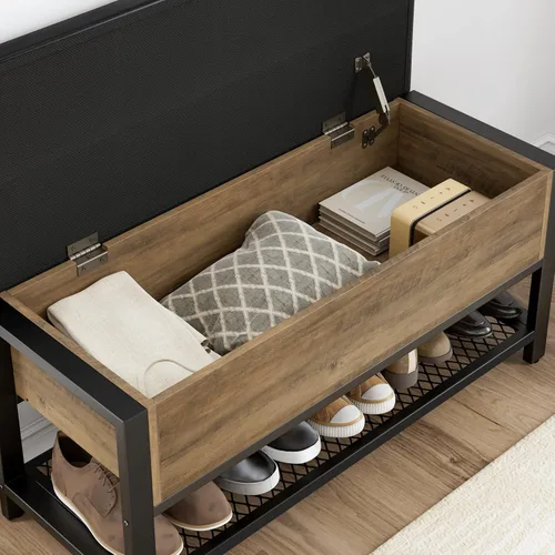 Miniatura 6 de HOSTACK Banco de Almacenamiento, Banco de Zapatos para Entrada con Caja de Almacenamiento de Apertura Abatible, Banco Otomán al Pie de la Cama