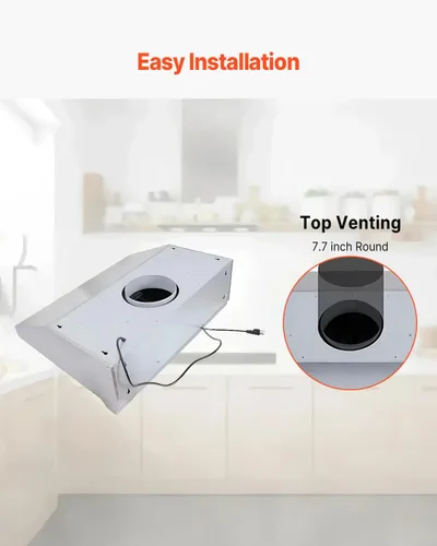 Miniatura 6 de VEVOR Campana extractora para debajo del gabinete, filtro permanente de acero inoxidable con motores duales, ventilación de estufa de cocina de 30