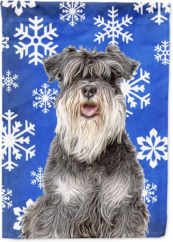 Miniatura 25 de Caroline's Treasures SC9374GF Bulldog English Snow flakes Holiday Garden Flag Buzón Bandera decorativa para patio exterior, patio, obras de arte