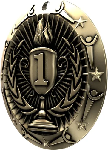 Miniatura 6 de Decade Awards Medalla de Primer Lugar, Clase Mundial - 3 Pulgadas de Ancho - Medalla de Oro con Cinta para el Cuello de Estrellas y Rayas - Perfecta
