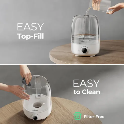 Miniatura 5 de Homvana Humidificadores para Dormitorio Difusores - Humidificador de Niebla Fría de Llenado Superior 4L Habitación Grande, Difusores de 40H de Blanco