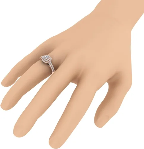 Miniatura 4 de FINEROCK Anillo de diamantes de doble halo de 12 quilate en oro de 10 quilates