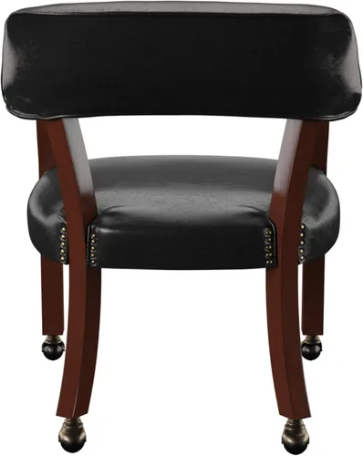 Miniatura 6 de Steve Silver Furniture - Silla de comedor con brazo de torneo con ruedas, tapizada con ribete de clavos, para sala de estar, comedor, cuero vegano