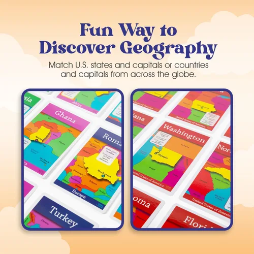 Miniatura 4 de GeoToys GeoBingo Set, World & USA Bingo para niños de 4 años en adelante, juego de geografía para el hogar y la escuela, divertido juego educativo