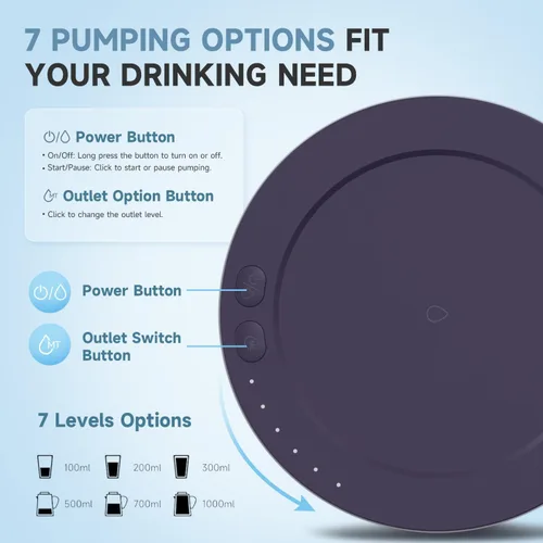 Miniatura 2 de Dispensador de agua de escritorio para botella de 5 galones, bomba de agua eléctrica portátil de escritorio con carga USB-C rápida para el hogar
