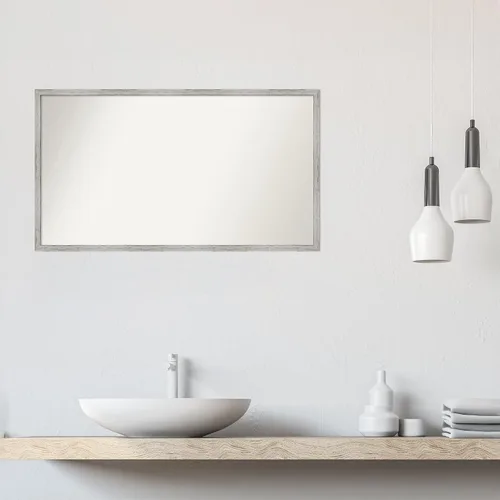 Miniatura 890 de Amanti Art Espejo de baño blanco para sobre el fregadero, 32 x 45 pulgadas, espejo de tocador rectangular blanco esbelto, marco de madera moderno