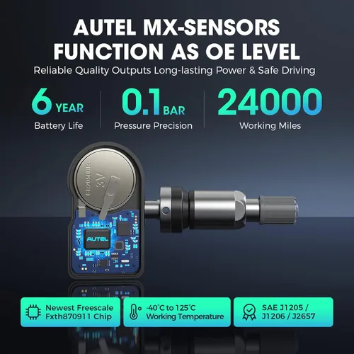 Miniatura 7 de Autel Sensor TPMS, sensor MX-2 en 1 (315 MHz + 433 MHz) para el 99% de los automóviles, programación inalámbrica 100% clonable, igual que