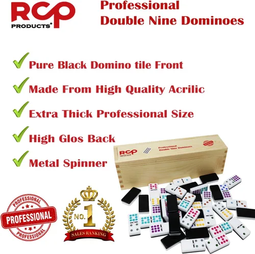 Miniatura 6 de Juego de Dominó para Adultos – Juego Profesional de Dominó Doble 9 de 55 Fichas, Giratorio de Metal, Juego de Mesa Clásico y de Viaje con Estuche