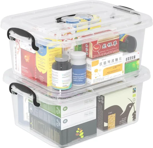 Miniatura 10 de Contenedores pequeños de 6 cuartos de galón con tapas, caja de almacenamiento de plástico transparente con asa, 6 paquetes