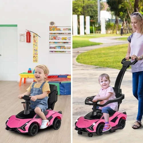 Miniatura 9 de INFANS Lamborghini - Cochecito de bebé 3 en 1, auto deslizante con licencia para caminar con mango de control parental, música, faro, almacenamiento