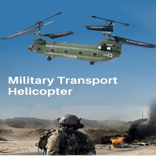 Miniatura 3 de Helicóptero de control remoto, S026H Helicóptero RC de transporte militar con retención de altitud, despegue/aterrizaje de una tecla, luz LED