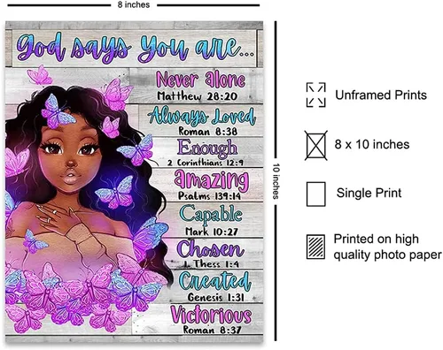 Miniatura 2 de Arte de pared y decoración de niña negra, póster con imagen de mujeres afroamericanas, mujeres, adolescentes, lindas afirmaciones positivas, regalos