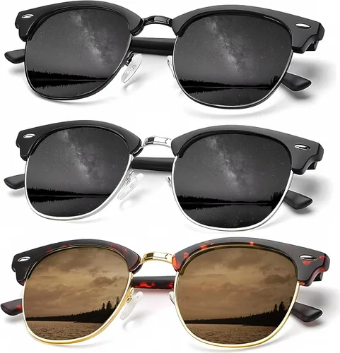 Miniatura 28 de KALIYADI - Gafas de sol polarizadas para hombres y mujeres unisex, marco semirretráctil, estilo retro, para conducir, con bloqueo UV