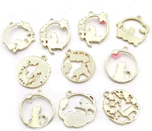Miniatura 4 de WOCRAFT - Dijes esmaltados chapados en oro para bisutería, elaboración de collares, pulseras, aros, slime, accesorios para manualidades de joyería