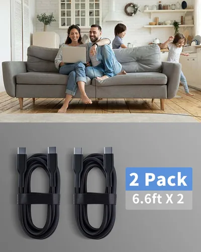 Miniatura 5 de Cable USB C a USB C (paquete de 2, 6 pies, 60 W/3 A) para iPhone 15, carga rápida para iPhone 15 Pro Max Plus, iPad Mini 6/Pro 2021, iPad Air 4