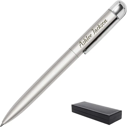Amlion Bolígrafos grabados personalizados, bolígrafos personalizados, regalos personalizados para hombres y mujeres, acción de giro, color negro