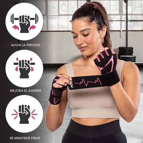 Miniatura 2 de MhIL Guantes de entrenamiento para mujer – Guantes de gimnasio transpirables para mujer con protección de palma y agarre mejorado – Guantes Rosado