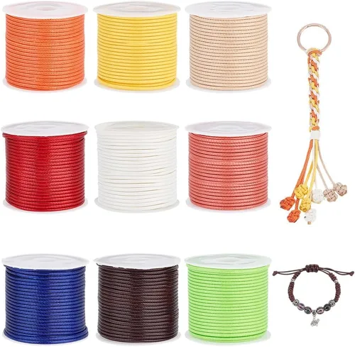 Miniatura 7 de PH PandaHall Cuerda de poliéster encerado de 132 yardas, 12 colores, 0.079 pulgadas, hilo encerado, cuerda para pulseras, collares, cuentas