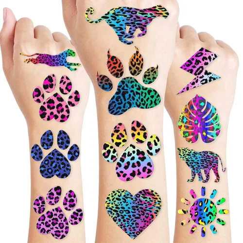 Miniatura 10 de 8 hojas (96 piezas) tatuajes temporales de selva temática de selva, suministros de fiesta de cumpleaños, regalos, decoraciones de tatuajes