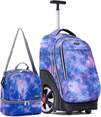 Miniatura 88 de NEW TILAMI Mochila con ruedas de 19 pulgadas con bolsa de almuerzo para niñas y niños, mochila para laptop con ruedas, bolsa de mano duradera