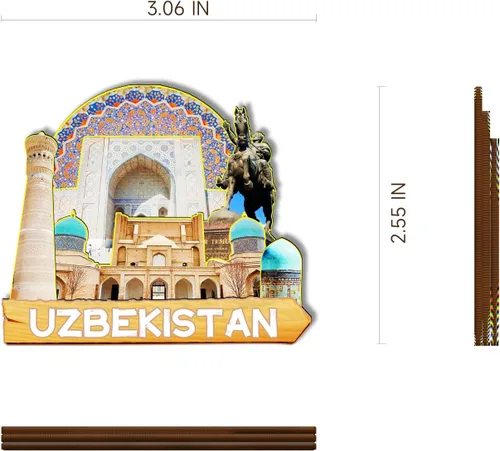 Miniatura 3 de Imán de madera de Uzbekistán Asia 3D para nevera, recuerdos coleccionables, decoraciones artesanales hechas a mano