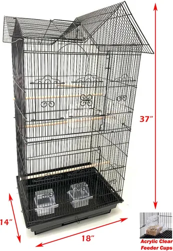Miniatura 2 de Jaula portátil para pájaros de vuelo mediano colgante de 37 pulgadas para cacatúa, sol, quáquero, periquero, mejilla verde, loro, pinzón, canario