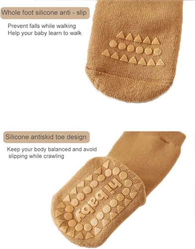 Miniatura 6 de Calcetines antideslizantes para bebé hasta la rodilla antideslizantes para gatear para niñas y niños recién nacidos Multicolorido