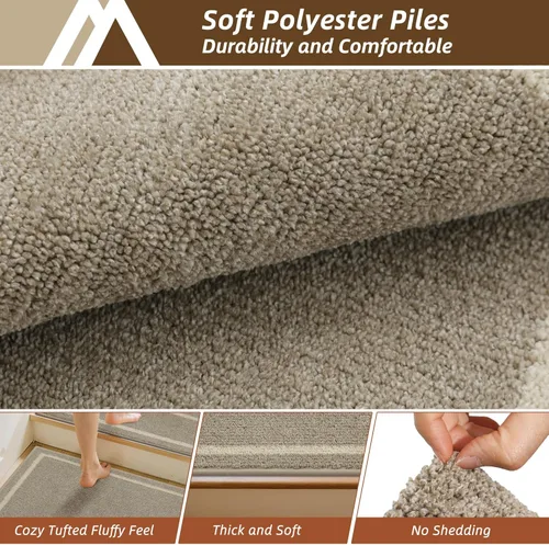 Miniatura 4 de COSY HOMEER Alfombra para Rellano de Escalera 30x30 Pulgadas, Alfombra Cuadrada Antideslizante para Escalones de Madera Interior, Poliéster Lavable