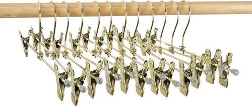 Miniatura 3 de Paquete de 30 perchas de metal dorado de 13.7 pulgadas con gancho giratorio