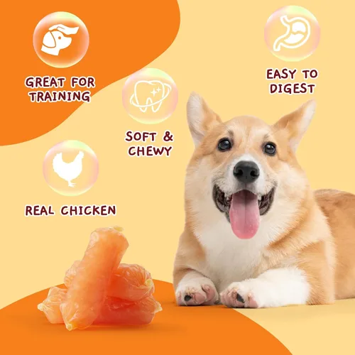 Miniatura 7 de Jungle Calling Golosinas suaves para perros con salchicha de pollo, carne seca de pollo tierna para perros pequeños y medianos, sin granos, con alto