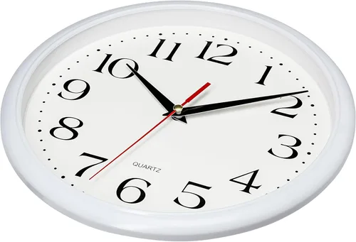 Miniatura 4 de Bernhard Products Reloj de pared con batería de cuarzo de 10", redondo, fácil de leer, para el hogar, la oficina o la escuela, negro Blanco