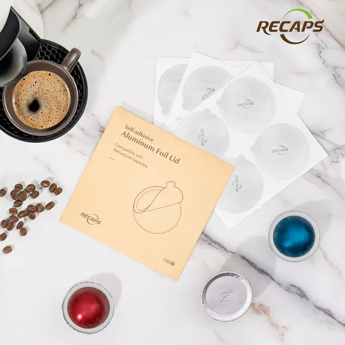 Miniatura 7 de RECAPS Tapas de papel de aluminio para reutilizar cápsulas de café compatibles con Nespresso VertuoLine, 200 unidades de 2.441 in