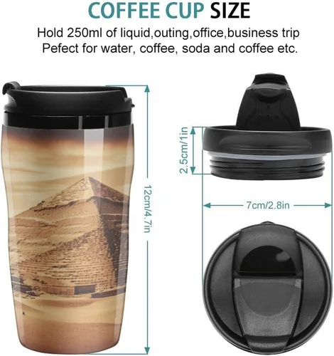 Miniatura 2 de Vintage Great Egyptian Pyramid Coffee Cup Hot Coffee Travel Mug Reusable Iced Coffee Cups Double Heat Insulation Coffee Mug with Leak-Proof Lid