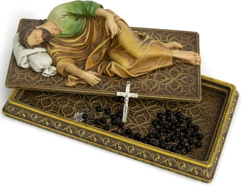 Miniatura 11 de Estatua Católica de San José Durmiendo de BC BUILDCLASSIC, con Base y Estuche, con Halo de Metal, Soporte para Tarjetas de Oración, Regalo Religioso
