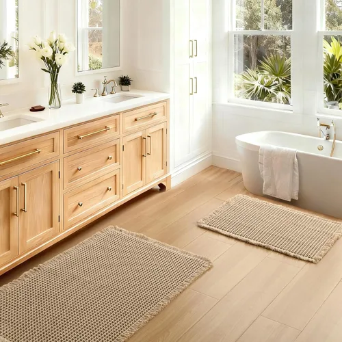 Miniatura 10 de JIUZHEN Tapete de Baño Mejorado con Diseño de Gofre Súper Absorbente Tapetes de Baño Antideslizantes Alfombras de Baño Lavables a Máquina de Secado
